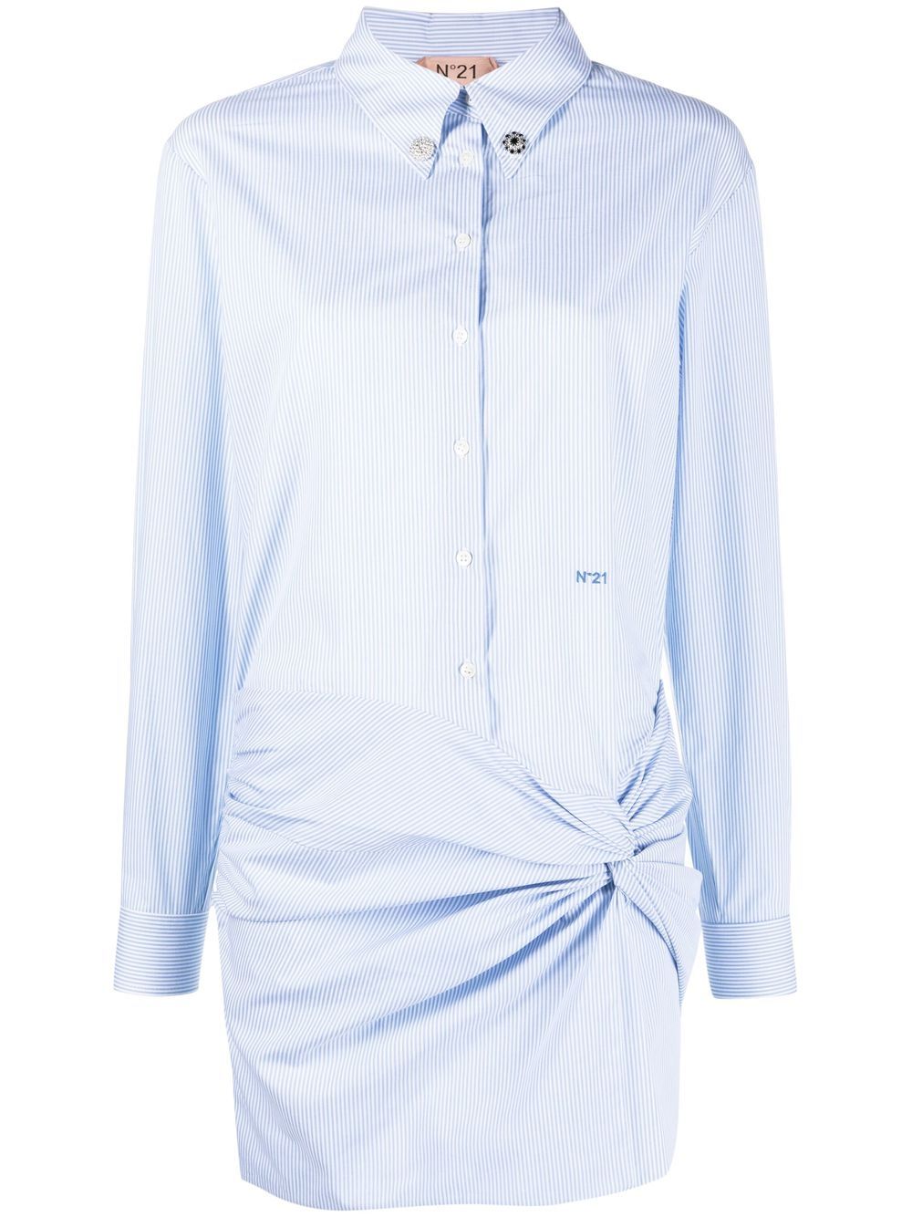 Nº21 robe-chemise à fronces - Blanc Top Merken Winkel